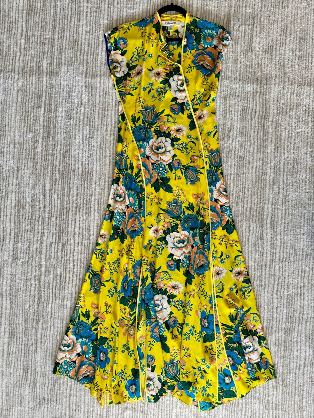 Diane von Furstenberg DVF Bournier Silk Floral Maxi Dress Yellow Size 4